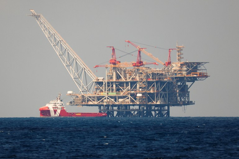 The production platform of Leviathan natural gas field is seen in the Mediterranean Sea, off the coast of Haifa, northern Israel June 9, 2021. Picture taken June 9, 2021. REUTERS/Amir Cohen