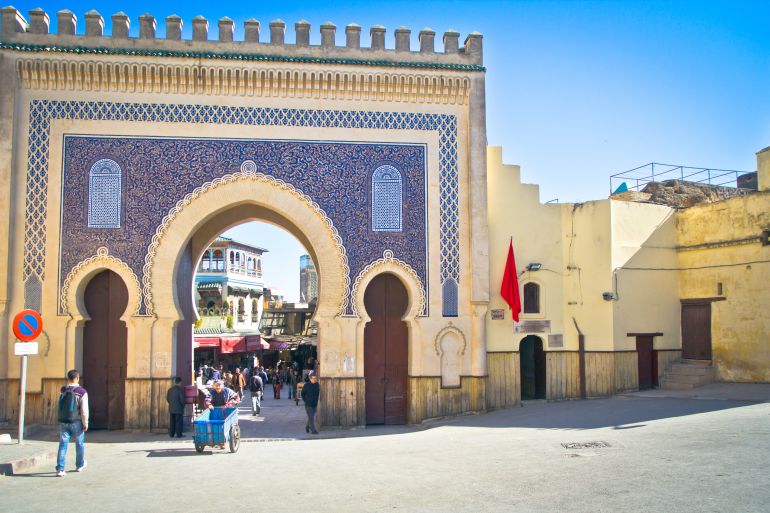 Fes / Morocco - February 23 2020: is a city often referred to as the country’s cultural capital. It’s primarily known for its Fes El Bali walled medina, with medieval Marinid architecture
