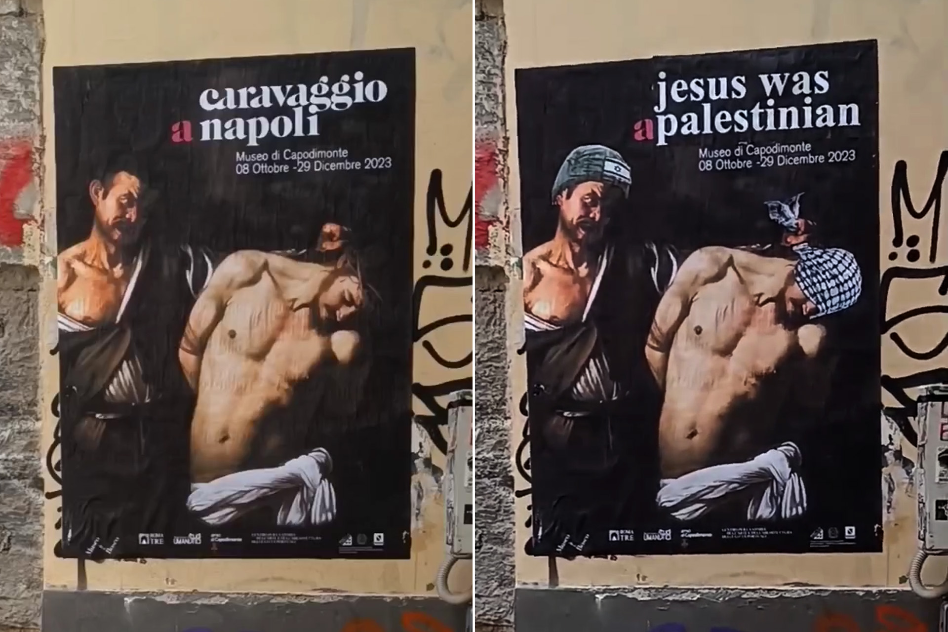 فنان إيطالي يلجأ لطريقة مبتكرة للتضامن مع غزة بشوارع نابولي
