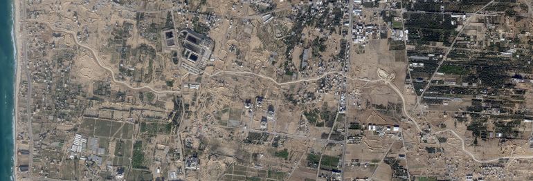 ***داخليه**** صور أقمار صناعية للطريق وسط غزة مصدر الصور: بلانت Planet