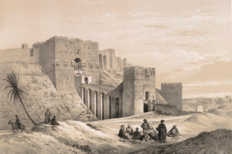 Château d’Alep, 1843. Citadel of Aleppo, Syria. Artist Joseph Philibert Girault De Prangey. (Photo by Heritage Art/Heritage Images via Getty Images)