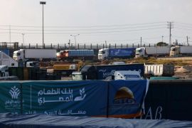 عشرات الشاحنات دخلت اليوم لقطاع غزة عبر معبر رفح (الفرنسية)