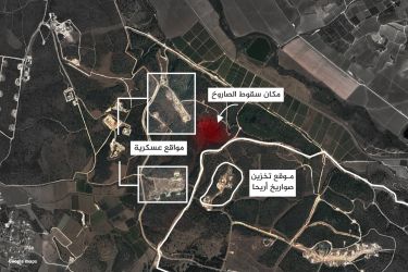 موقع سقوط الصاروخ بجانب قاعدة عسكرية اسرائيلية - في سدوت ميخا