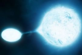 النجم مصاص الدماء يمتص الهيدروجين والبلازما من نجم آخر يدور حوله (جامعة ليدز)