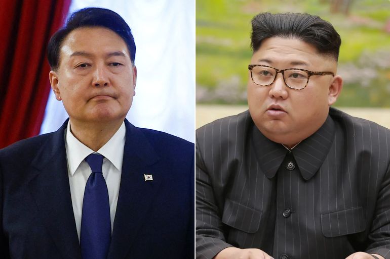 كومبو يجمع زعيم كوريا الشمالية كيم جونغ أون، ورئيس كوريا الجنوبية يون سوك يول