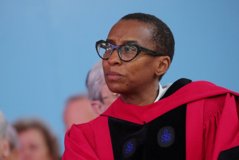 FILE PHOTO: Incoming President of Harvard University and current Dean of the Faculty of Arts and Sciences Claudine Gay listens during Harvard University’s 372nd Commencement Exercises in Cambridge, Massachusetts, U.S., May 25, 2023. REUTERS/Brian Snyder/File Photo
