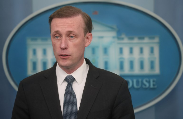U.S. National Security Advisor Jake Sullivan speaks to the media about the war in Ukraine and other topics at the White House in Washington, U.S., March 22, 2022. REUTERS/Leah Millis