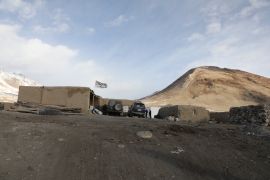 نقطة تفتيش أفغانية قرب الحدود الأفغانية الصينية في ممر واخان شمالي أفغانستان.