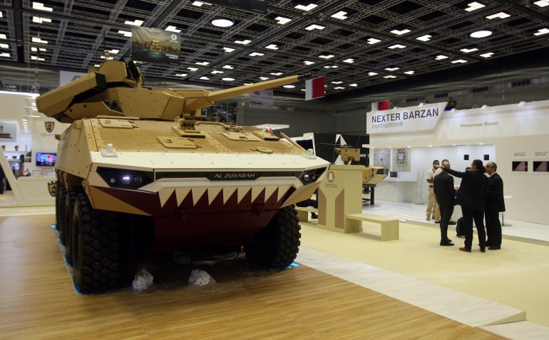 A military vehicle is seen during Doha International Maritime Defence Exhibition, in Doha, Qatar, March 12, 2018. REUTERS/Naseem Zeitoon