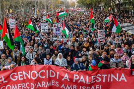 من المظاهرات الإسبانية المطالبة بوقف العدوان على غزة (وكالة الأناضول)