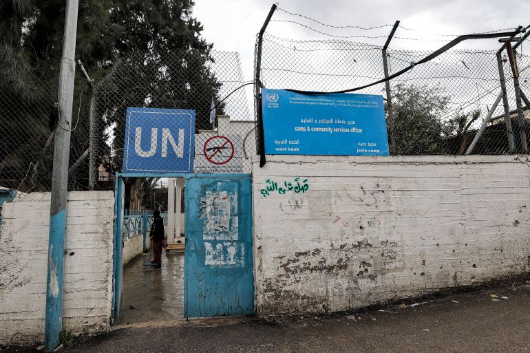 A facility of the United Nations Relief and Works Agency for Palestine Refugees in the Near East (UNRWA) is pictured in the city of Jenin in the occupied West Bank on January 30, 2024. - At least 12 countries -- with top donors the United States and Germany joined by New Zealand on January 30 -- have suspended their funding to UNRWA over Israeli claims that some of its staff members were involved in the October 7 attack. (Photo by Jaafar ASHTIYEH / AFP)