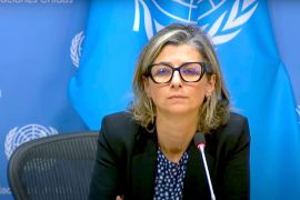 Francesca Albanese, U.N. special rapporteur on the occupied Palestinian territories, speaks at a U.N. press conference in October 2023. Source: YouTube/United Nations.