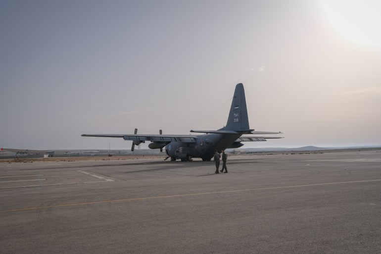 The aircraft at a Royal Jordanian Air Force base outside Amman, Jordan [Nils Adler/Al Jazeera]