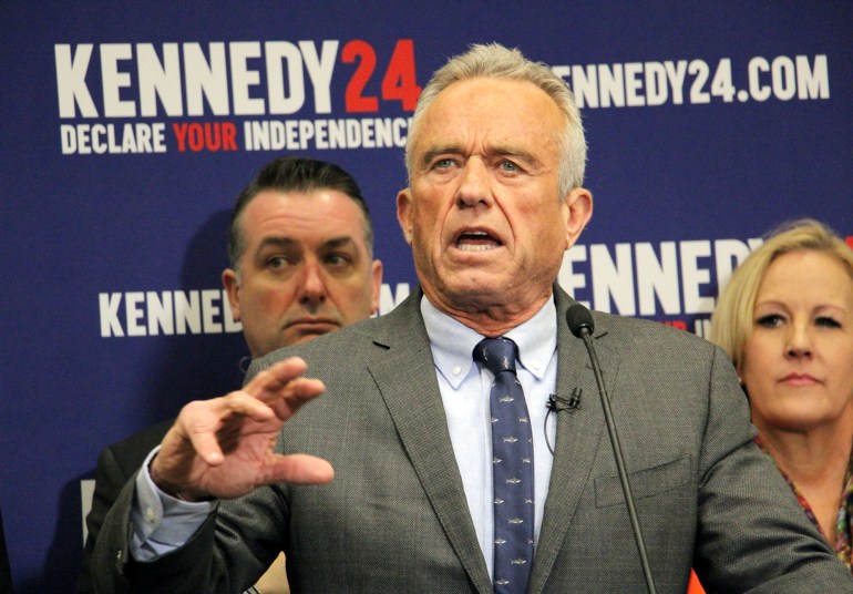 Robert F. Kennedy Jr., an independent candidate for president, announces he has qualified for the 2024 presidential ballot in Utah, Wednesday, Jan. 3, 2024, at a campaign event in Salt Lake City. Utah is the first state where Kennedy has met all the requirements to appear on the ballot. (AP Photo/Hannah Schoenbaum)
