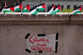 احتجاجات الجامعات الأميركية بدأت من جامعة كولومبيا حيث ندد الطلاب بمجازر إسرائيل (رويترز)