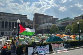 اعتصام الطلاب داخل حرم جامعة كولومبيا الأميركية تضامنا مع غزة (الجزيرة)