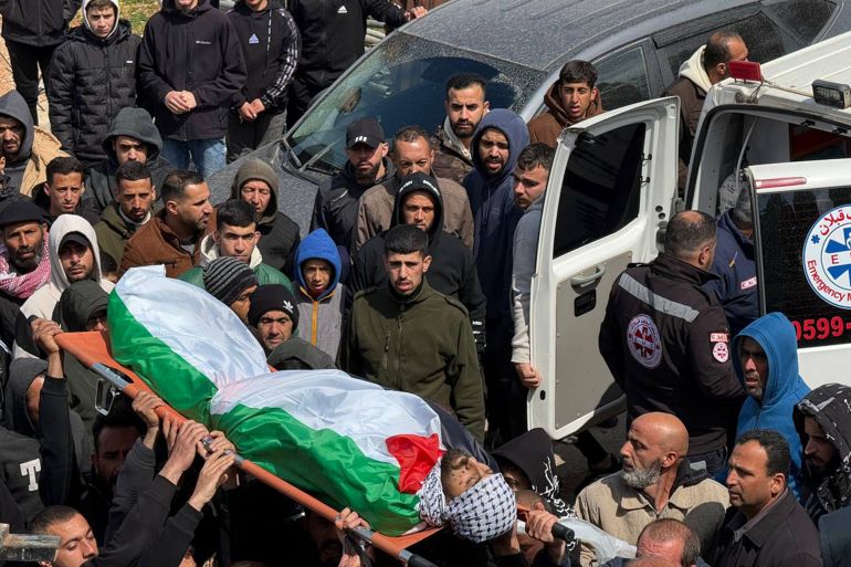 فلسطين - نابلس - قصرة - تشييع الشهيد أمير عودة في قصرة -١٤- مارس- ٢٠٢٦ - خاص الجزيرة نت