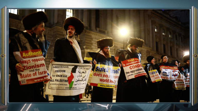 مشاركون يهود في تظاهرة داعمة لفلسطين في لندن