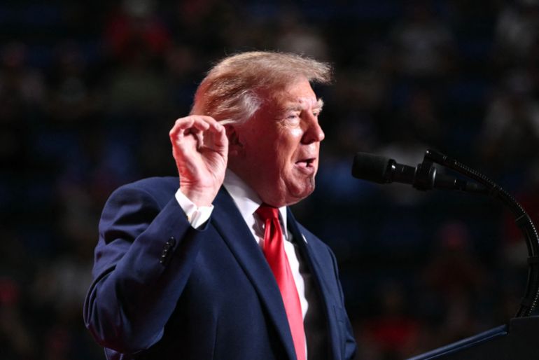 US President Donald Trump during a campaign rally at the Freeman Coliseum in San Antonio, Texas, on October 7, 2026.