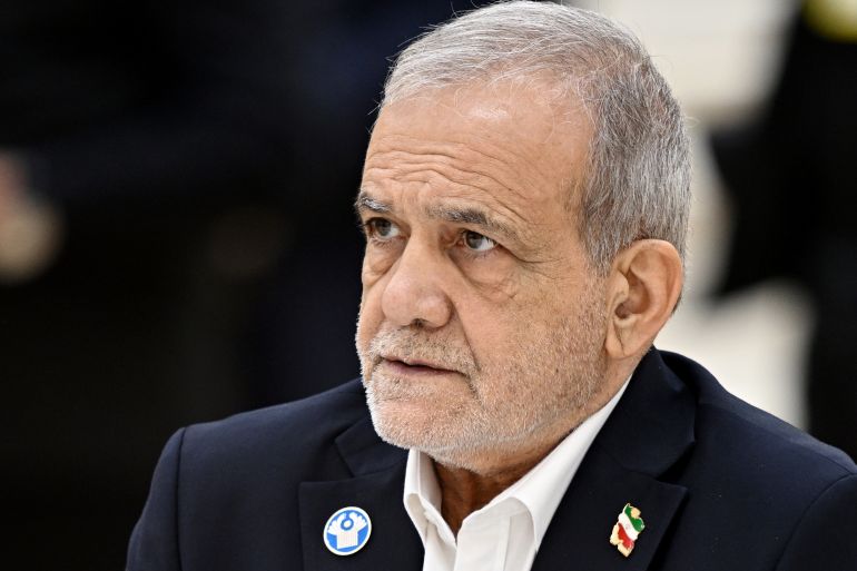 Iran's President Masoud Pezeshkian attends the Commonwealth of Independent States (CIS) summit in Turkmenbasy, Turkmenistan, Friday, Oct. 9, 2026. (Sergei Bobylev/Sputnik, Kremlin Pool Photo via AP)