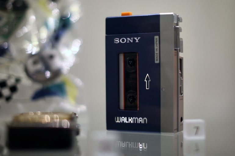 LONDON, ENGLAND - NOVEMBER 02: A 1980 Sony Walkman 'Stowaway TPS-L2' is pictured during a press preview for the Victoria and Albert Museum's new Toshiba Gallery of Japanese Art on November 2, 2015 in London, England. The gallery will officially open on November 4 and features items including a Hello Kitty! rice cooker, toaster and kettle and the first ever portable Sony Walkman. (Photo by Carl Court/Getty Images)