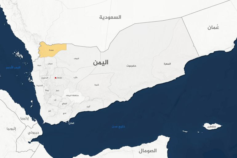 خريطة محافظات اليمنية تبيّن موقع محافظة صعدة
